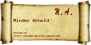 Minder Arnold névjegykártya